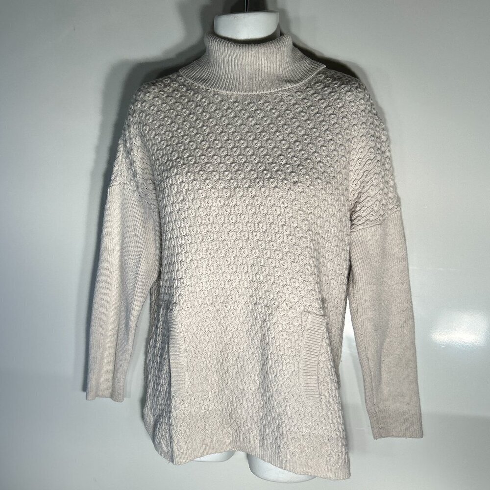 J. Jill SZ L Cream Wool Blend Turtleneck Sweater Academia Old $ Luxury Preppy